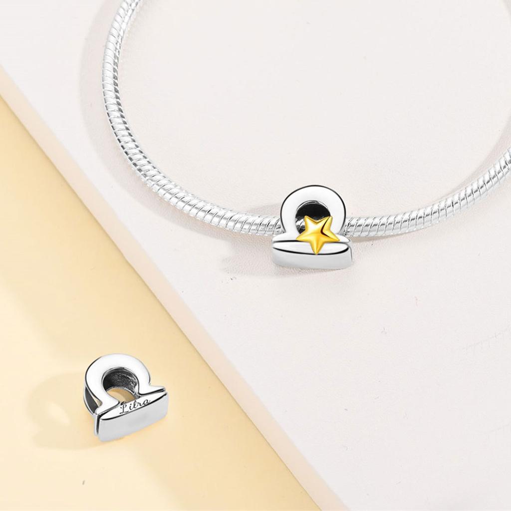 Twelve Constellations Charm Pendant Beads Diy Jewelry Bracelets Necklace Accessories Copper Beads