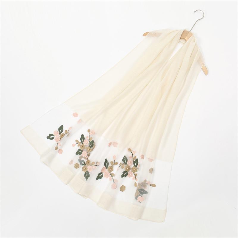 Luxury Shiny Lace Scarf Silk Women Hijab Soft Wool Shawls and Wraps Large Flower Thin Scarves Foulard Female Bufanda New