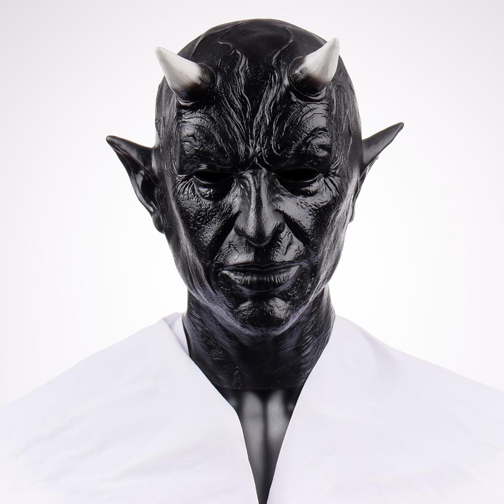 Mephistopheles Demon Horn Mask Cosplay Horror Devil Killer Latex Helmet Halloween Masquerade Carnival Party Costume Props