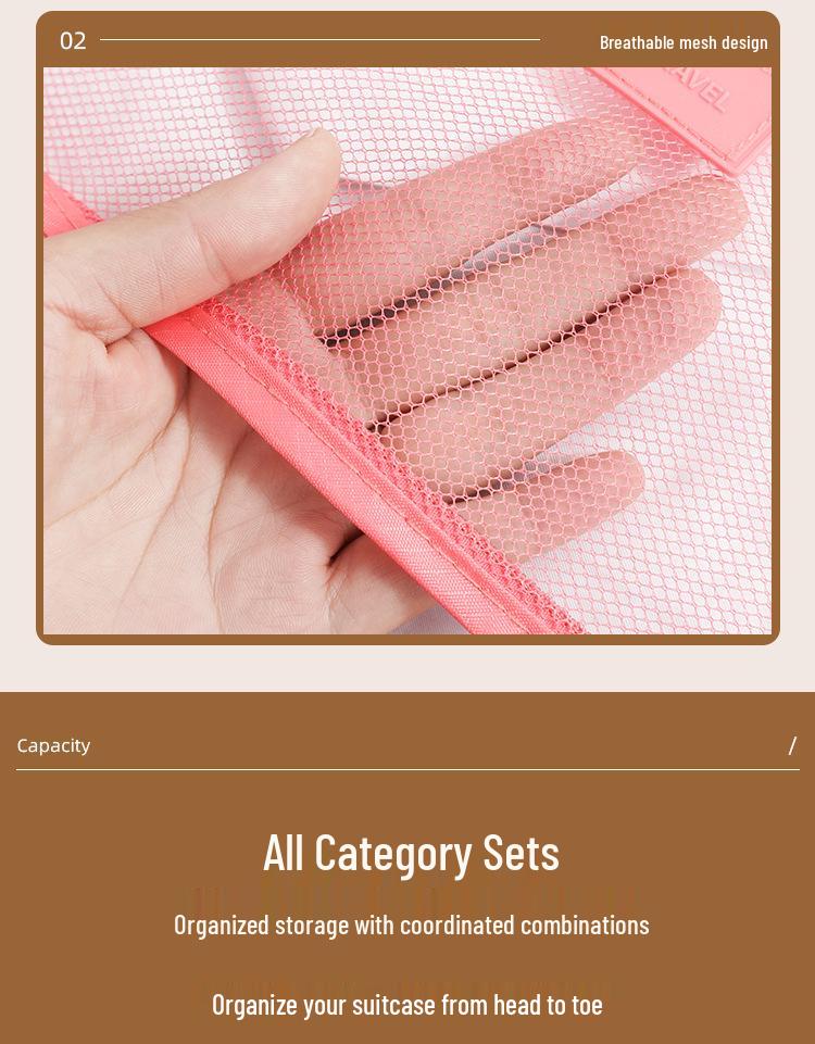 Travel Luggage Clothing Organizer Set - Six Piece Storage Bags