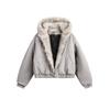 Ladies's American Retro Fur Collar Hooded Jacket  Y2K Streetwear Winter Velvet Thickened Warm Harajuku Loose Casual Jacket