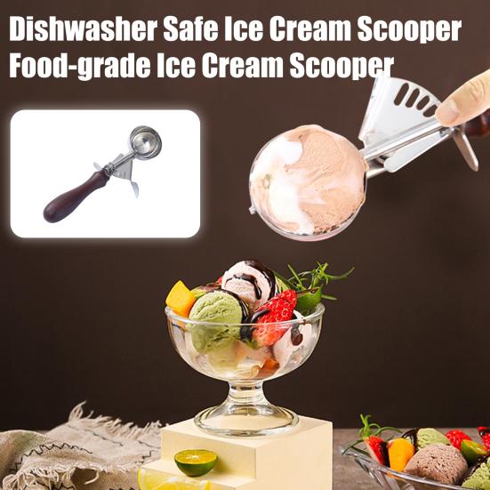 Iskremkuler Robust Lett å rengjøre Iskremkuleskje i rustfritt stål med sklisikkert trehåndtak for hjemmebruk