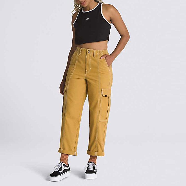 Vans Sidewalk Pants Solid Color Loose Fit Zipper Straight Leg Casual Pants Unisex pants Yellow VN000GWNBYA