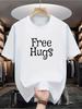 Unisex T-shirt Free Hugs Healing Print Short Sleeve T-Shirt Unisex Casual Comfort Fit! Fashionably Relaxed Style, M