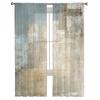 Retro Country Style Abstract Art Tulle Curtain Voile Transparent Tulle for Bedroom Living Room Kitchen Sheer Window Curtains