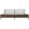 Brown Oak Effect Bed Frame 200 x 200 cm Wood Based Material & Metal
