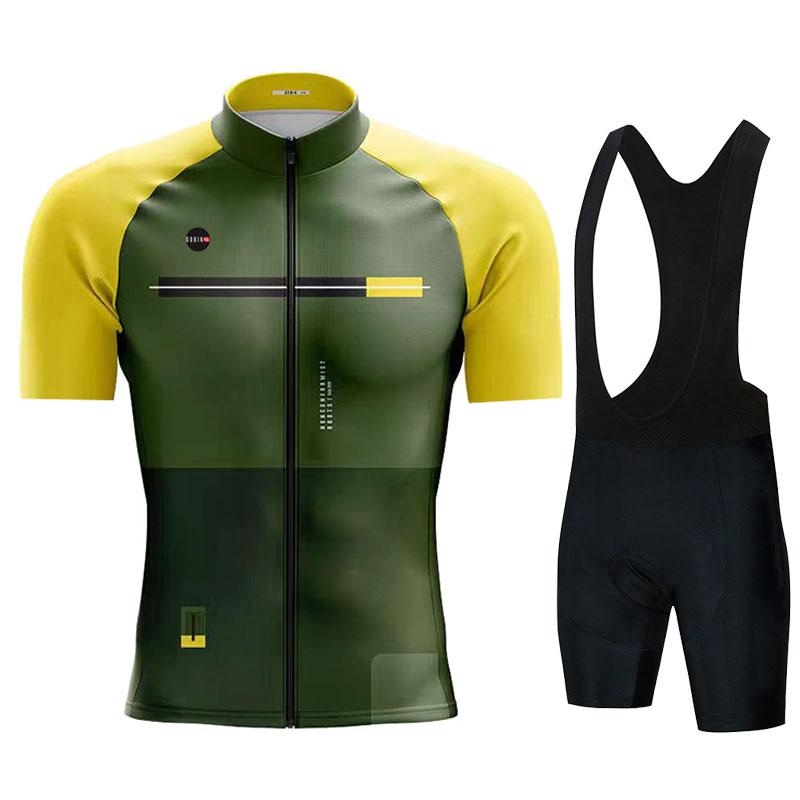 Gobikful Ensemble Maillot de Cyclisme Manches Courtes Vêtements de Vélo 2026 Été Homme Bleu Maillot VTT Ciclismo Ensemble Cuissard à Bretelles Vélo