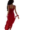 Spice Girl Slim Skinny Sexy Irregular Lotus Leaf Sling Chiffon Dress Maldives Beach Dress
