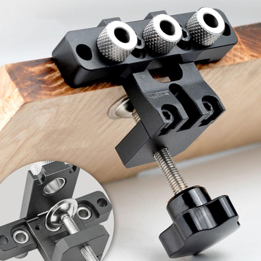 Aluminum Alloy Woodworking Pocket Hole Jig 3 in 1 Drilling Guide Locator Adjustable Woodworking
