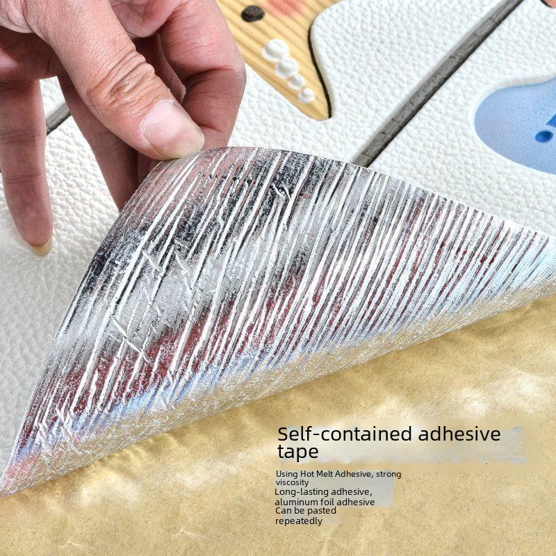 3D Soft Tatami Wall Protection Stickers - Self-Adhesive Anti-Collision for Children's Room and Bedside.