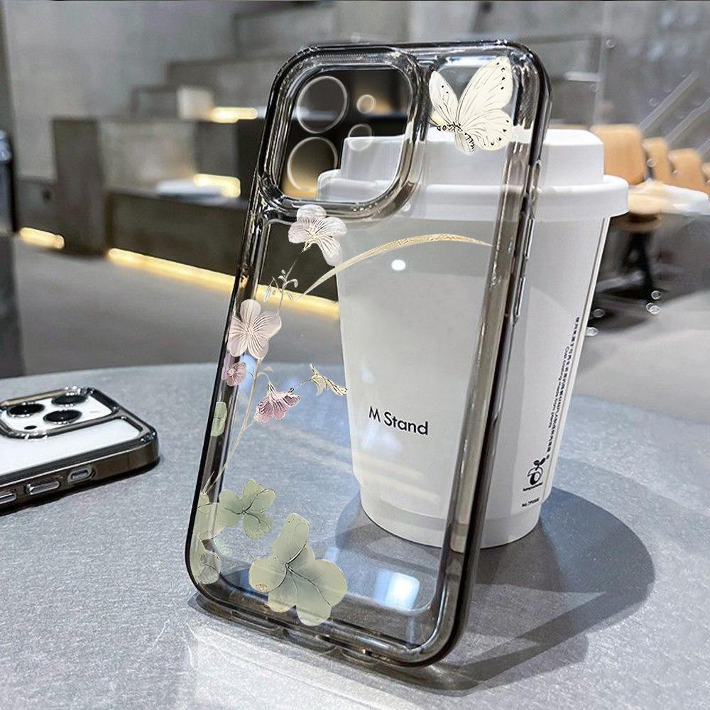 Cute Art Flower Phone Case For iPhone 16 15 14 13 12 11 Pro Max Mini X XS XR SE 7 8 Plus Shockproof Non-Slip Soft Cover Fundas