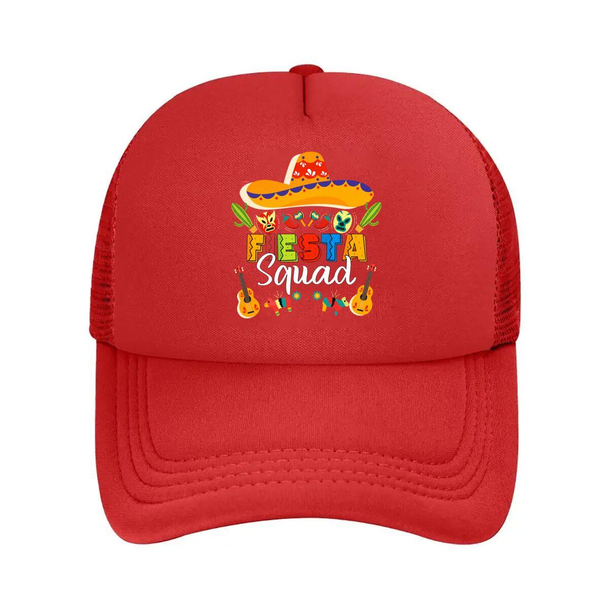 Fiesta Squad Mexican Party Graphic Mesh Baseball Cap Hip Hop Adjustable
