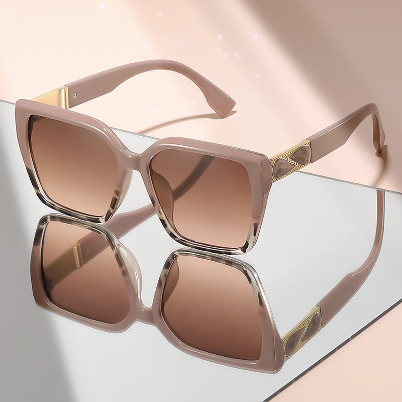 Großrahmige Color-Blocking-Sonnenbrille mit hochwertigem Design und Verzierungen aus Imitationsedelsteinen ist eine modische Sonnenbrille