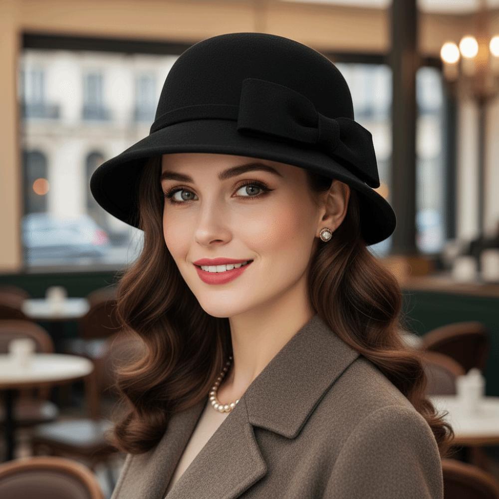 French Style Women Fisherman Hat Keep Warm Woolen Bucket Hat Fashion Bow Topper Hat  Girl