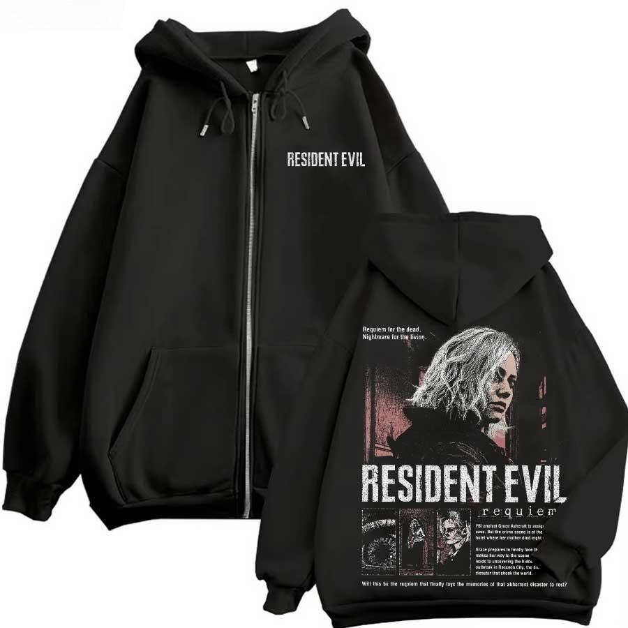 Resident Evil Game Hoodie Zipper Retro Street Style Zipper Hoodie Fashion Sports Printed Pattern Hoodie Daily Street Dressing