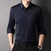 Men's Long-sleeved Shirt Without Letters and Hidden Buttons Spring and Autumn Middle-aged Business Casual Solid Color Anti-wrinkle Elastic White Shirt