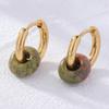 Natural Stone Bead Earrings Stainless Steel Ear Hooks Circle Ear Buckle Hoops Fashion Ear Jewelry Gift for Women Girls