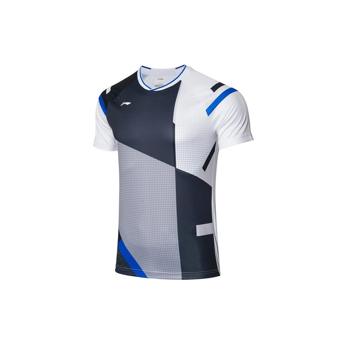 Li-Ning Badminton Training T-shirt  White Black  Men s AAYR011-1 XL