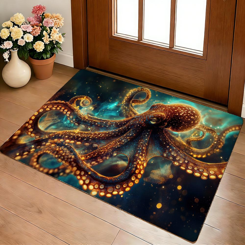Mata Podłogowa z Ośmiornicą Morską Miękka Flanelowa Gruba Antypoślizgowa Mata do Wystroju Salonu Sypialni Kuchni Dywaniki