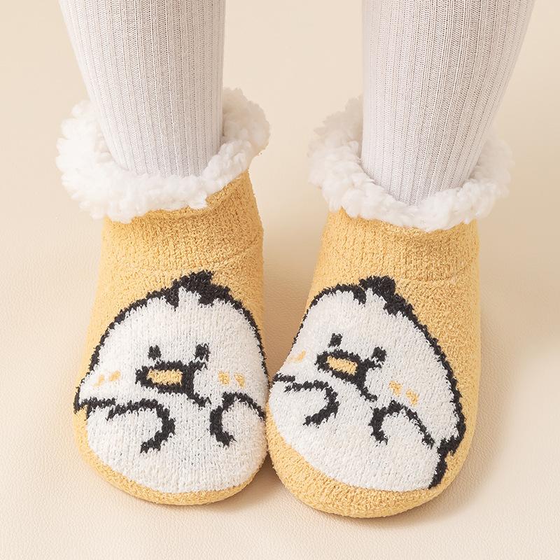 Non-Slip Baby Sock Winter Thermal House Slippers Warm Plush Indoor Floor Crib Shoes for Toddler Infant Boy Girl Learning To Walk