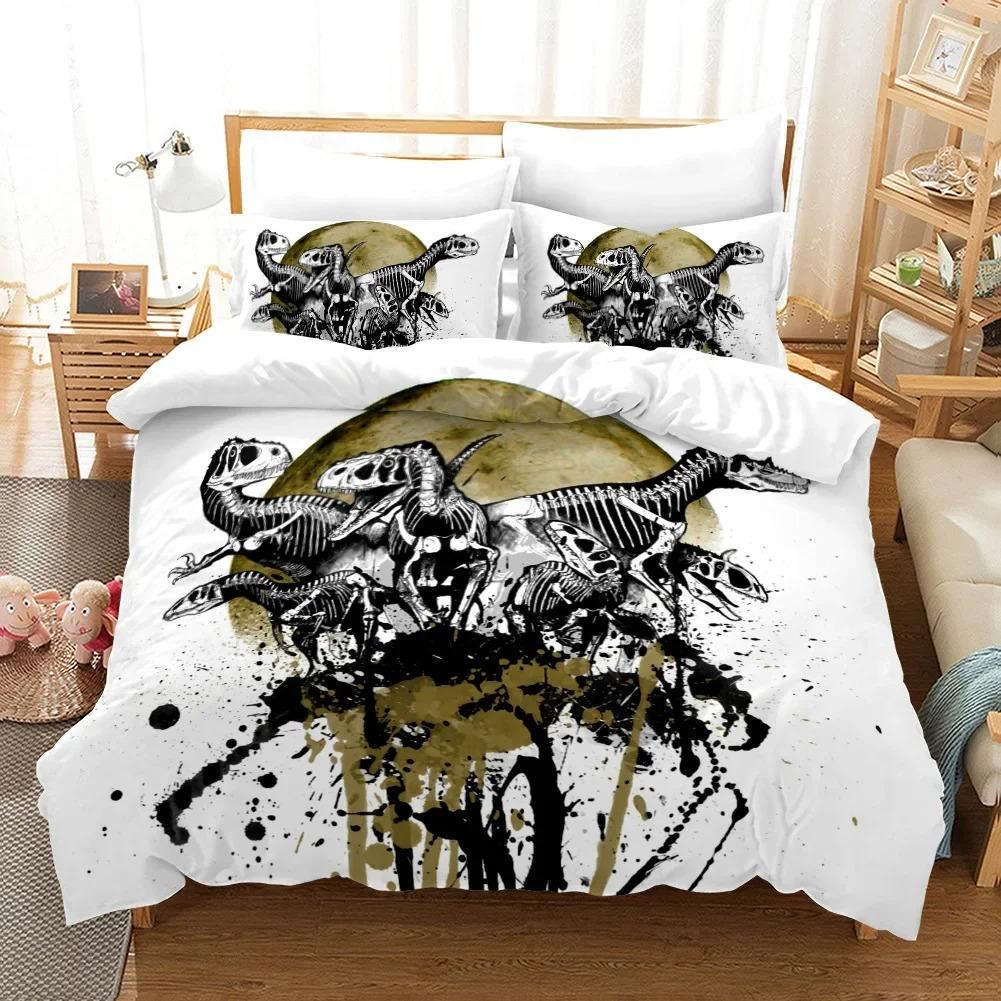 3D Dinosaur Duvet Cover Jurassic Bedding Set for Kids Boys Teen QueenKingFullTwin Microfiber Quilt Cover with 12 Pillowcase