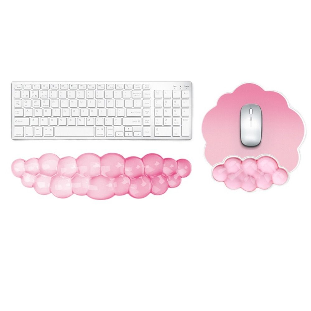 Portable Gradient Wrist Rest Mouse Pad Cloud Shape Transparent Silicone Wrist Support Pain Relief Soft Keyboard Wrist Pad Office