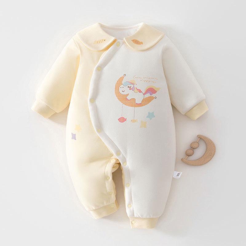 Thickened 120g Cotton Winter Baby Jumpsuit - Warm Padded Bodysuit for Crawling