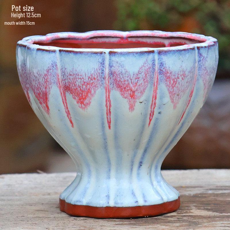 Yixing Handmade Coarse Pottery Medium Succulent Planter - Breathable Zisha Ceramic Ebony Tree Pot for Green Plants
