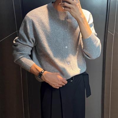 Knitted Cardigan Long Sleeve T Shirt Mens Spring Autumn Winter Korean Style Trendy High Grade Sweater Loose Casual Coat