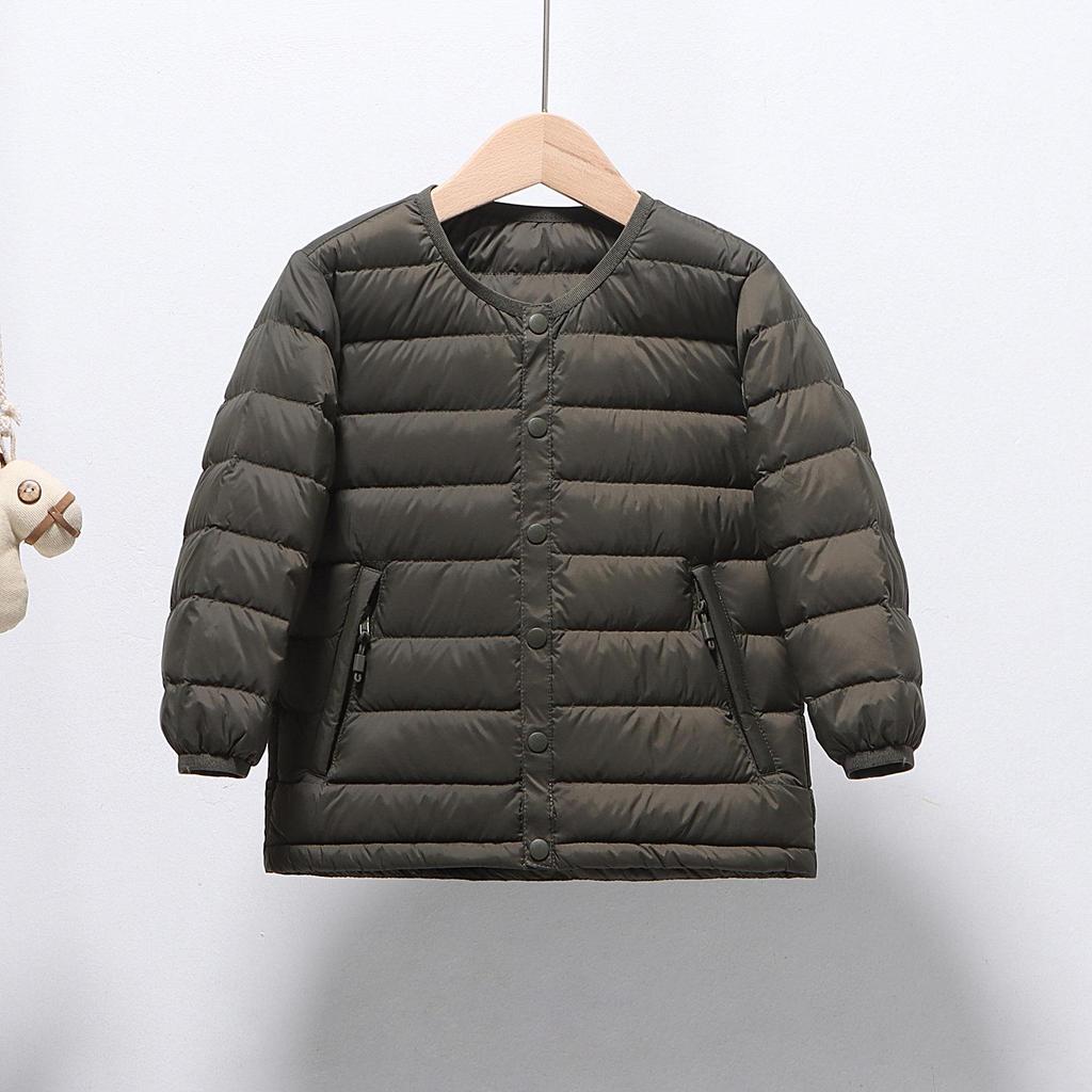 Dětská lehká péřová bunda: Chlapecká a dívčí školní uniforma, dlouhý rukáv, 90% prachové peří z bílé kachny, vnitřní vrstva pro střední a velké děti