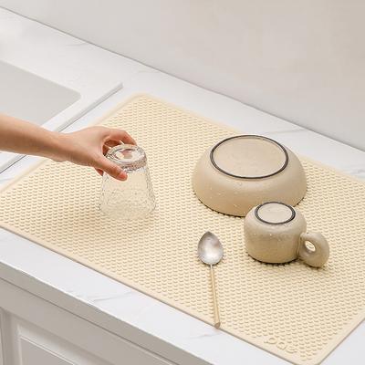 Silicone Sink Mat Non-Slip Drying Rack Pad Heat Resistant Kitchen Drain Board Water Absorbent Mat Countertop Utensils Organizer