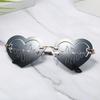 Heart Frameless Sunglasses Women Men Round Vintage Electrocardiogram Sun Glasses Metal Shades Eyewear Unisex