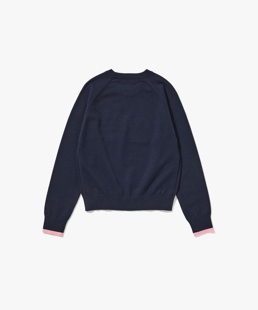 PLAC WOMEN Raglan Plack Pullover Knit Navy