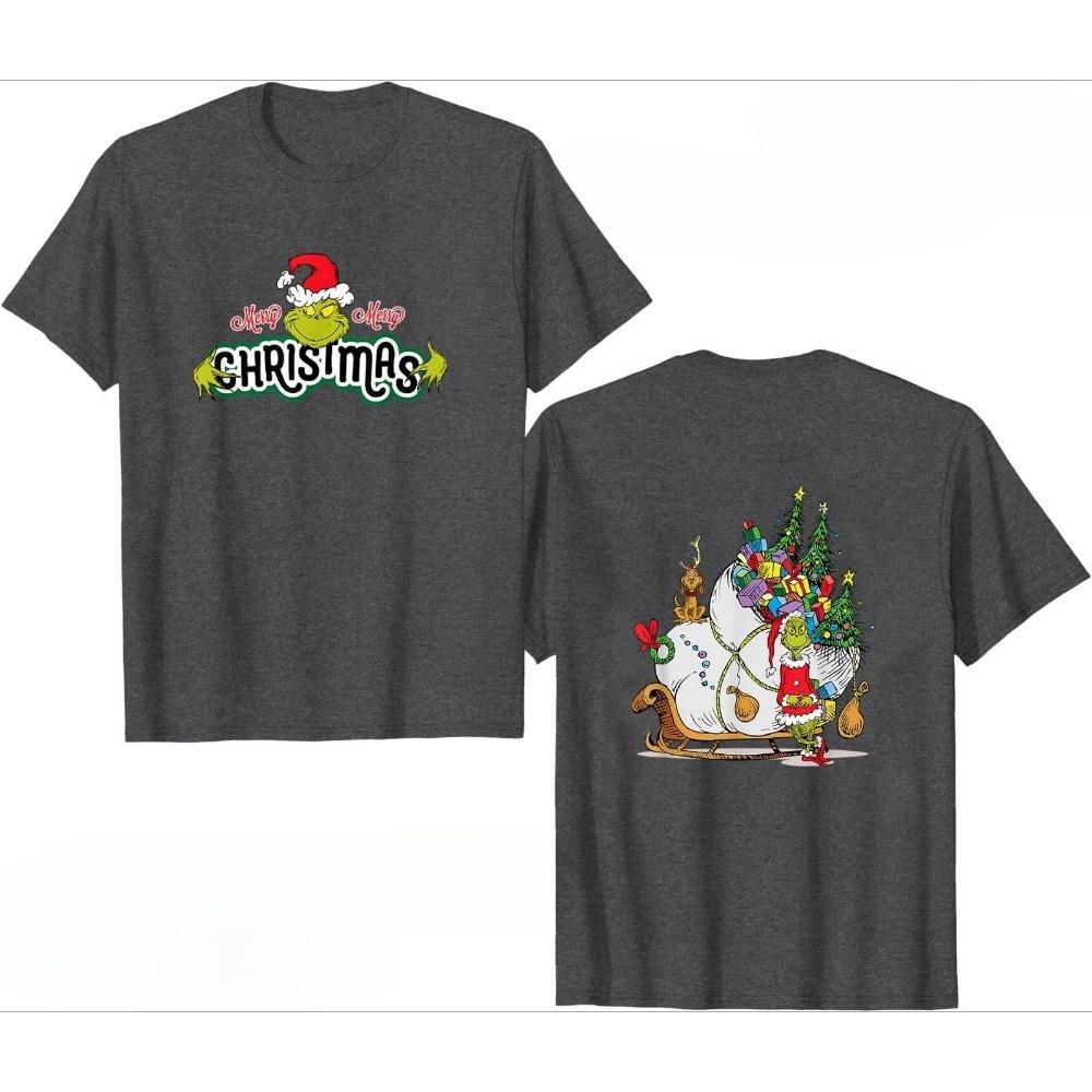 Fashion Men Women's T-shirt Christmas Green Monster Print O-Neck Pullover Casual Sweatshirt Kids Tees Top Clothing