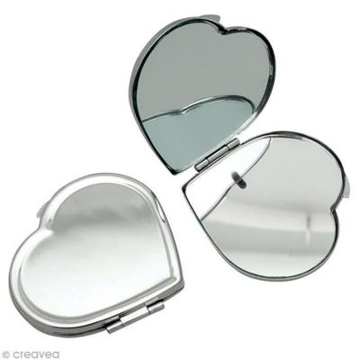 Heart-shaped Metal Pocket Mirror To Decorate - - 5.5 X 6 Cm
