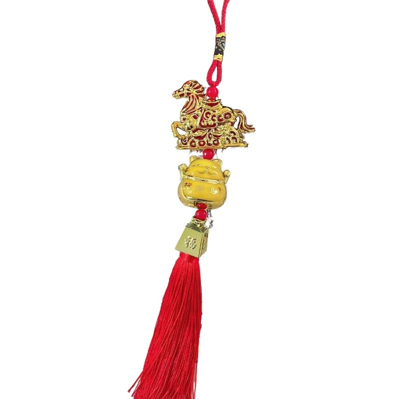 2026 Year Of Horse Wall Hanging Car Ornament Chinese New Year Red Gold Pendant Lucky Decora Housewarming Gifts