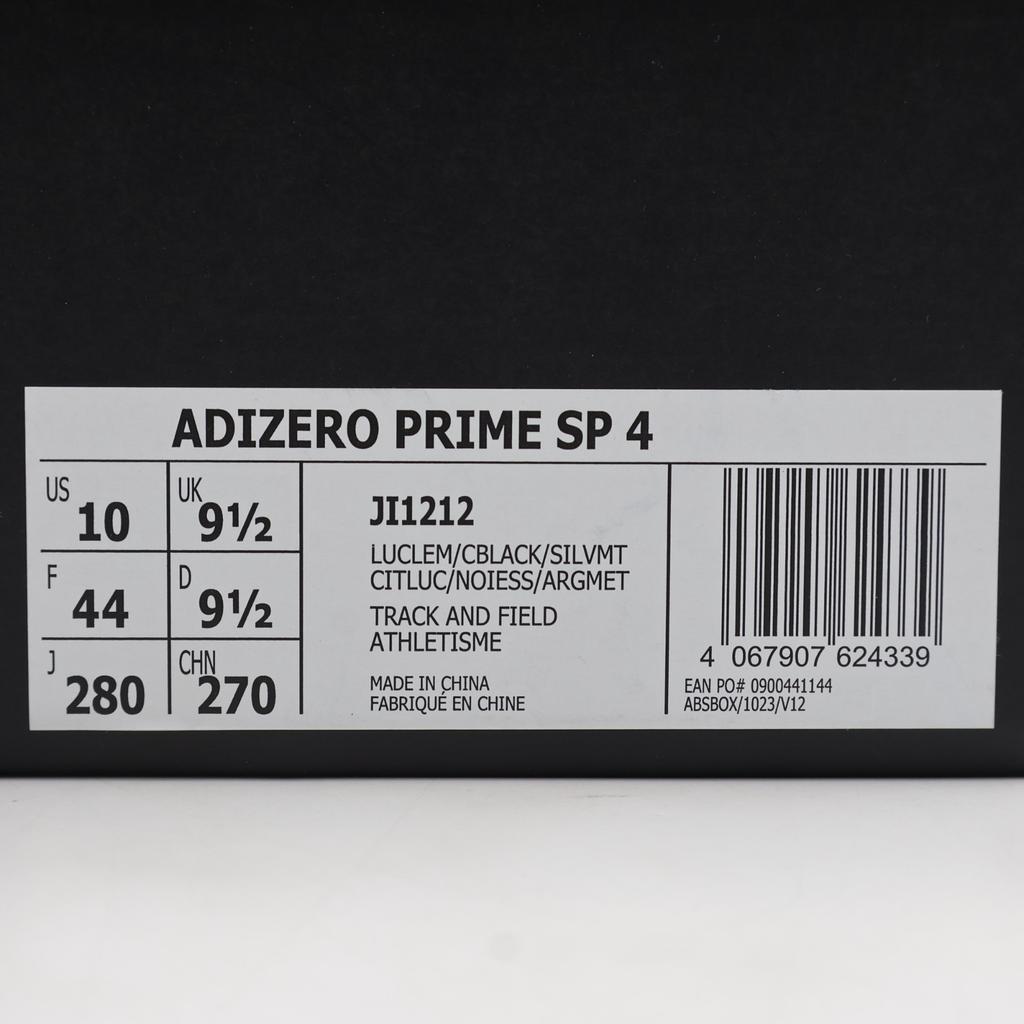 JI1212 Adidas Adizero Prime SP 4 Lucid Lemon Core Black Silver Metallic (Men's)