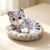Plush Cat Doll Bed Toy With Realistic Threecolor Feline Design For Kids And Collectors