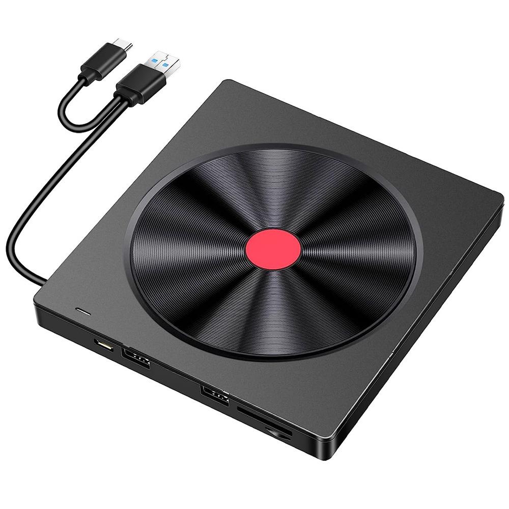 Universal External Optical Drive & 5-in-1 Card Reader with CD/DVD Burner Functionality