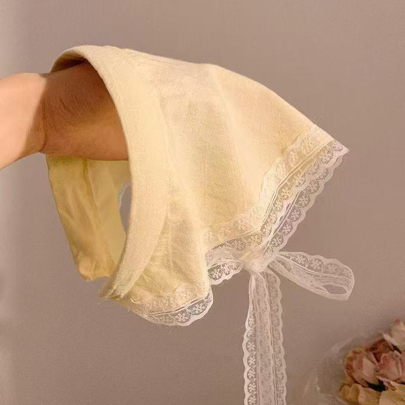 Idyllic lace headband new blast furnace top triangle scarf headband French retro plaid sweet and cute headscarf