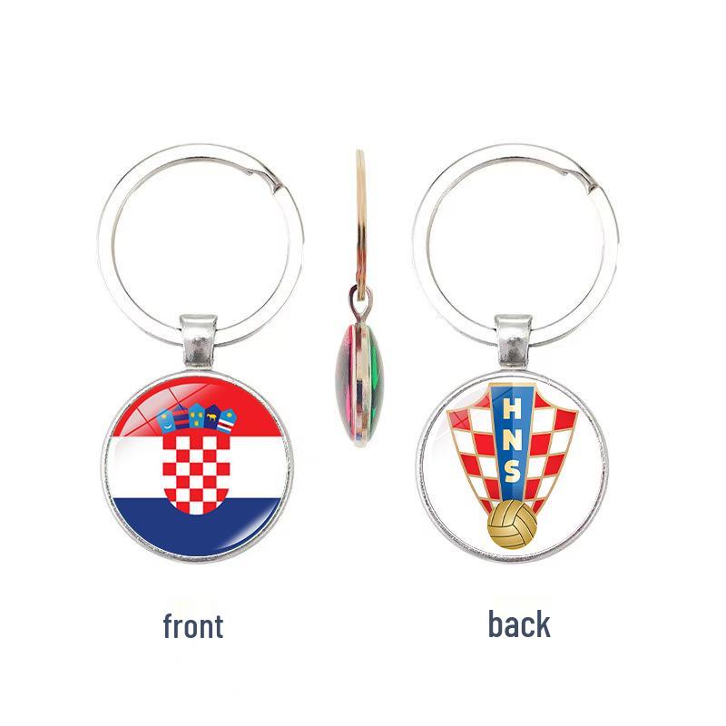 World Cup Top 32 National Flags & Team Emblems Double-sided Keychain