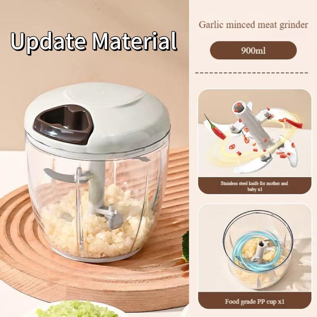 Manual Vegetable and Fruit Chopper 900ml Capacity 5 Stainless Steel Blades Compact Design Household Food Processor