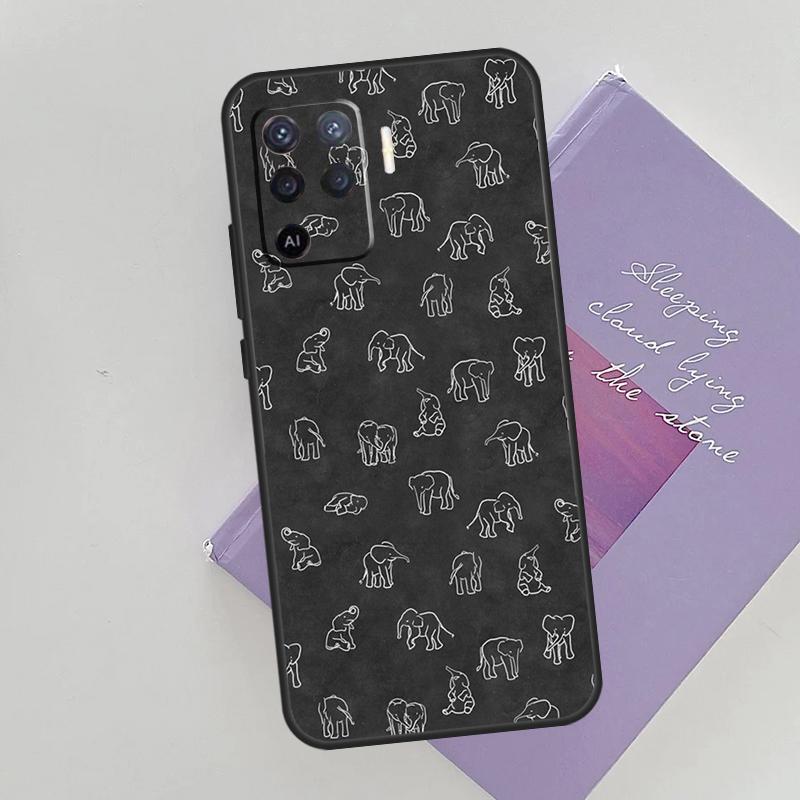 

Cute Elephant Cartoon Phone Case For Oppo A54 A74 A94 A15 A16 A17 A52 A72 A76 A96 A57 A58 A78 A98 A53S Cover Case OPPO A58 4G
