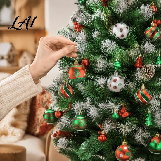 Festive Party Supplies 42PCS Christmas Ball Set Seasonal Tree Accents with Hanging Decorative Ornaments Strings Shatterproof Plastic Decorations for