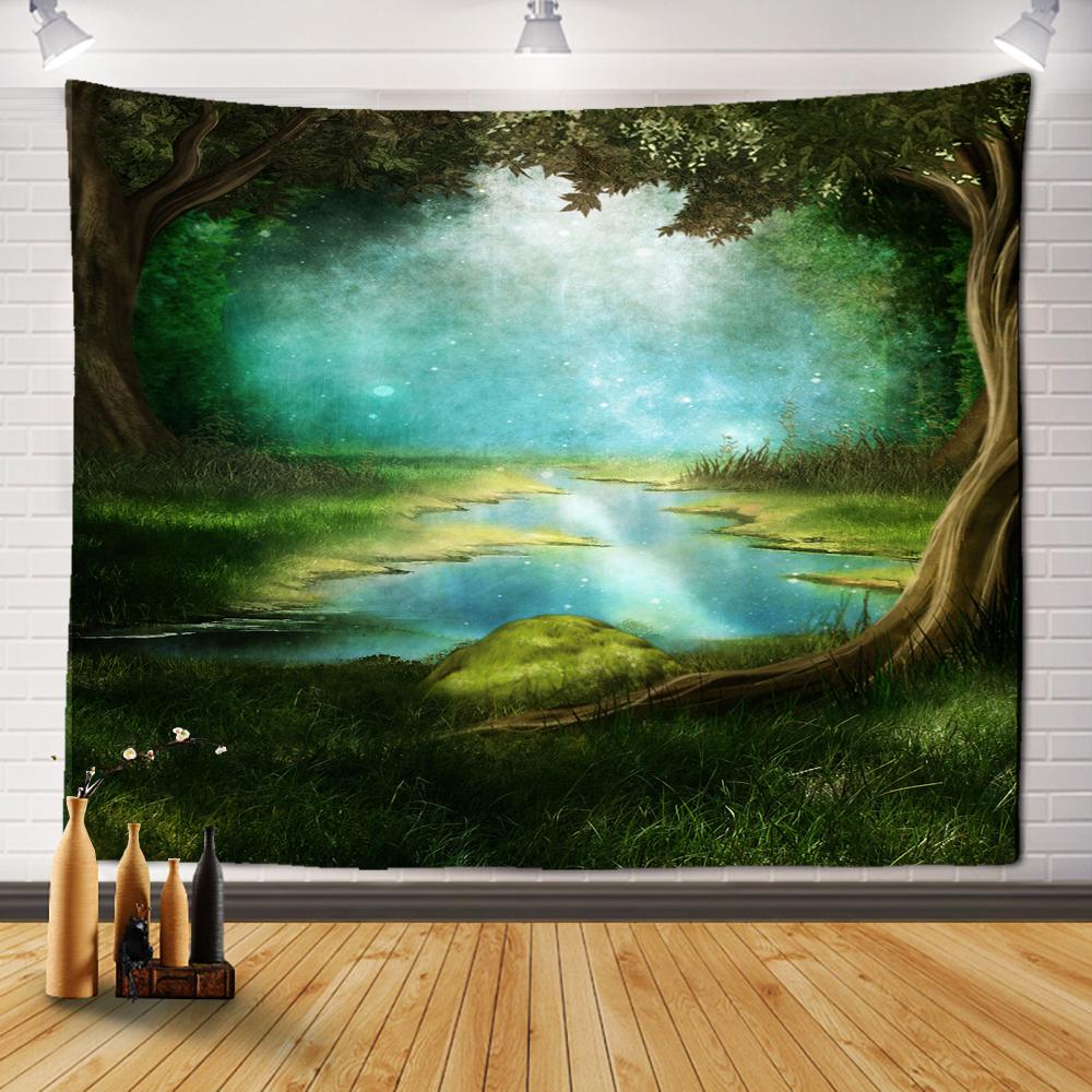 Natural Forest Tapestry Landscape Print Big Wall Hanging Tapestry Cheap Hippie Wall Hanging Bohemian Mural Tapestry