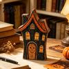 Rustic Ghost Wood Decoration Halloween Haunted House/Cute Wooden Table Ornaments, Farmhouse Tiered Tray Solid Festive Figurines Decor, Vintage