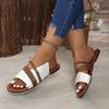 Women's Flat Sandals Fashion Round Head Matching Color Metal Buckle Soft Sole Anti-slip Wear-resistant Slippers