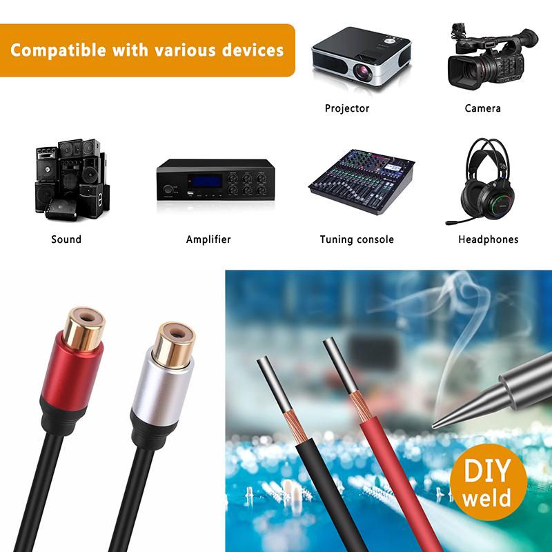 Speaker Wire Rca Female Plug Adapter Connector To Bare Wire Open End Audio Cable For Amplifier Audio Video Receiver Speakers