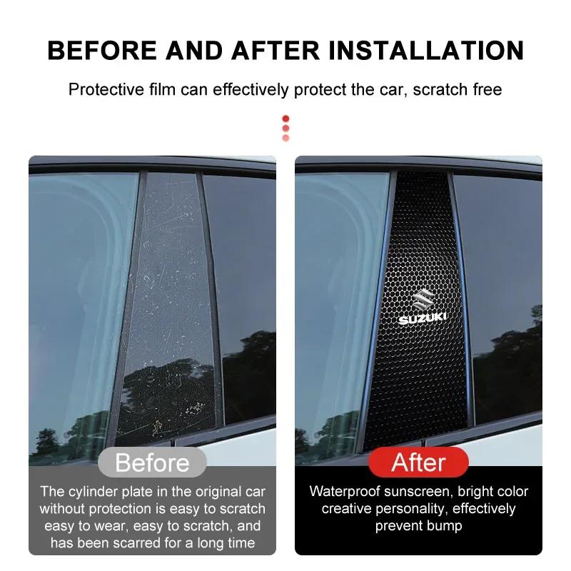 2Pcs Car Center Pillar Badge Anti-scratch Protector Films 3D Stickers Decorative For Suzuki Swift Samurai Vitara SX4 Jimny Alto