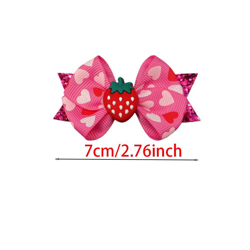 Valentine's Day Heart & Strawberry Bow Hair Clip